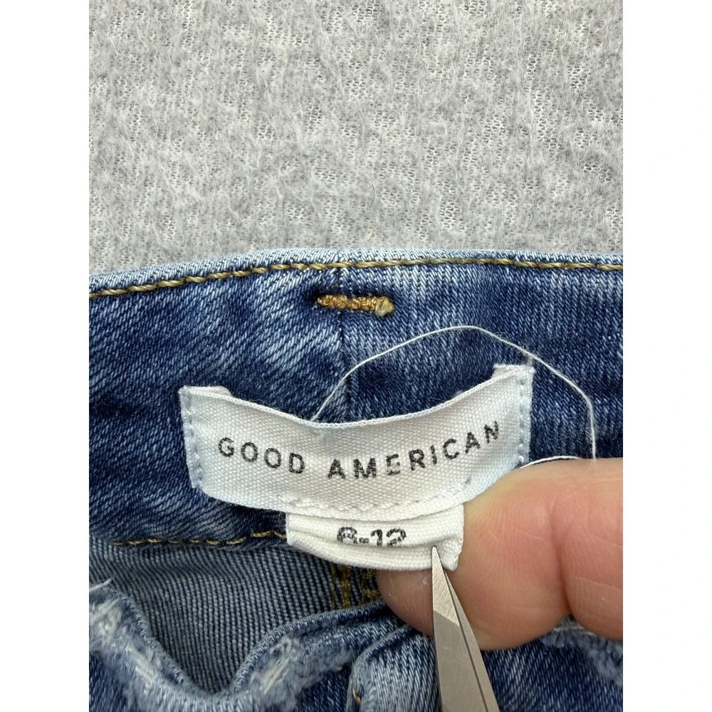 Good American High Rise‎ Straight Jeans Womens 8-12 Blue Medium Wash Stretch
